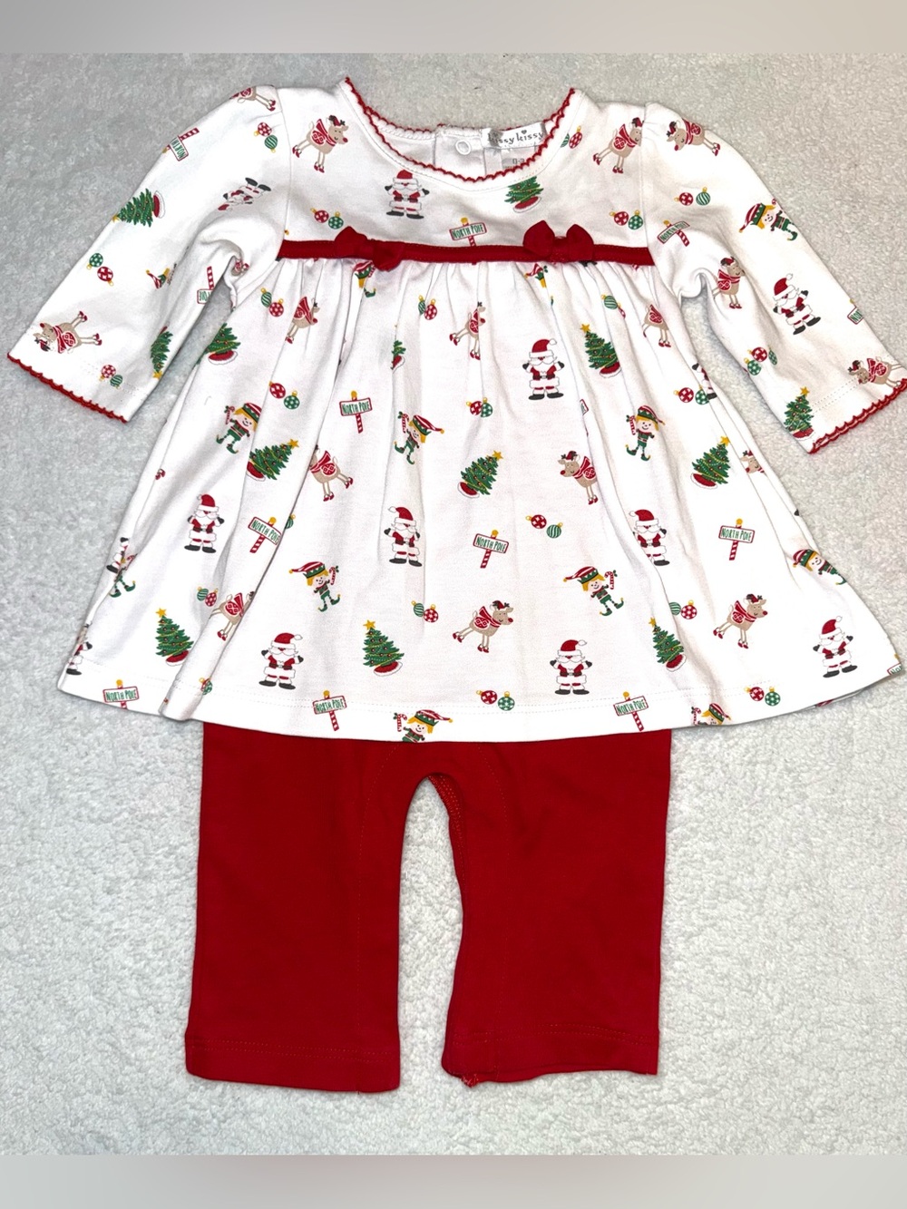 Kissy Kissy Girls Festive Red Leggings Outfit, 100% Pima cotton, size 0-3 mos